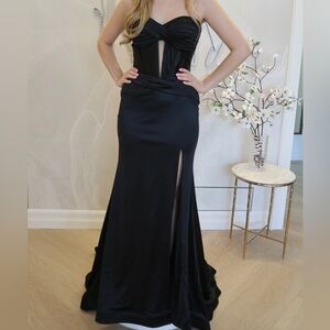 Elegant Black Satin Prom Dress